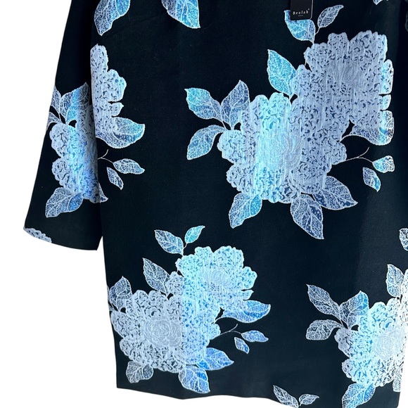 Beulah Black and Silver Iridescent Blue Glitter Floral Print NWT Dress Size Med - Picture 7 of 9